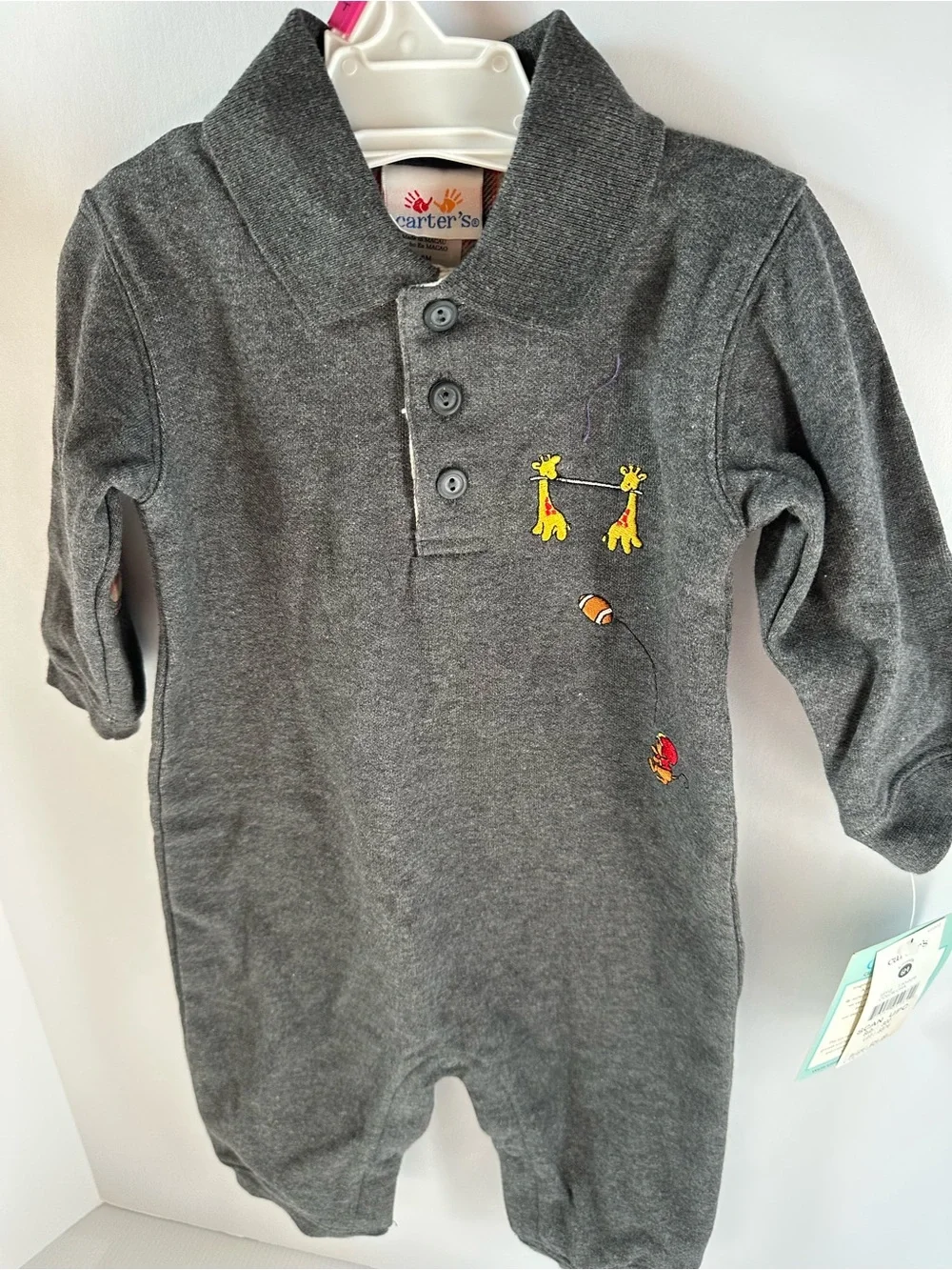 Carter’s Baby Boy Romper 3-6M NWT Gray Polo